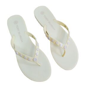 Tory Burch‎ Jelly Sandals 9 Yellow Studded Slip-On Flip Flop Flats